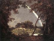 WRIGHT, Joseph Landscape with Rainbow wer oil